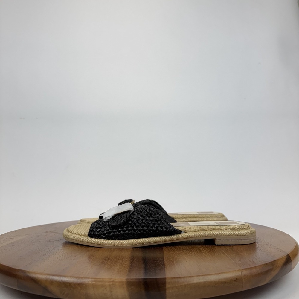 New Womens Dolce Vita Alonzo Black Raffia Buckle Casual Slides Sandals Size 9 M - Picture 5 of 7